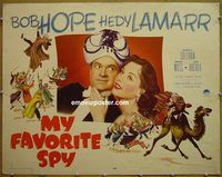 z565 MY FAVORITE SPY half-sheet movie poster '51 Bob Hope, Hedy Lamarr