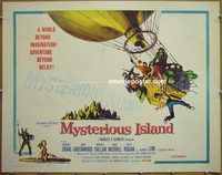 z566 MYSTERIOUS ISLAND half-sheet movie poster '61 Harryhausen