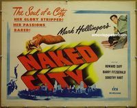 z569 NAKED CITY half-sheet movie poster R56 Jules Dassin, Howard Duff