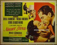 z582 NIGHT SONG half-sheet movie poster '48 Dana Andrews, Merle Oberon