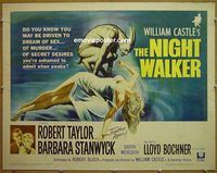 z583 NIGHT WALKER half-sheet movie poster '65 Robert Taylor, Stanwyck