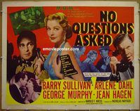 z585 NO QUESTIONS ASKED half-sheet movie poster '51 film noir!