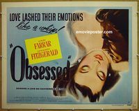 z591 OBSESSED style B half-sheet movie poster '51 Farrar, Fitzgerald