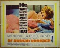 z592 OF HUMAN BONDAGE half-sheet movie poster '64 Kim Novak
