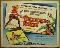 z594 OKLAHOMA WOMAN half-sheet movie poster '56 Castle, western bad girl!