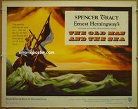 z596 OLD MAN & THE SEA half-sheet movie poster '58 Spencer Tracy