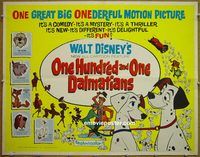 z604 ONE HUNDRED & ONE DALMATIANS half-sheet movie poster '61 classic!