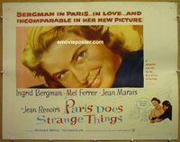 z621 PARIS DOES STRANGE THINGS half-sheet movie poster '57 Ingrid Bergman