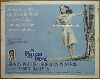 z625 PATCH OF BLUE half-sheet movie poster '66 Sidney Poitier, Winters