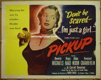 z636 PICKUP half-sheet movie poster '51 Beverly Michaels, classic bad girl!