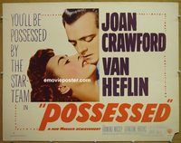 z642 POSSESSED half-sheet movie poster '47 Joan Crawford, Van Heflin