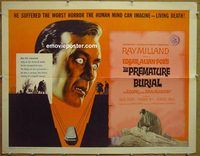z644 PREMATURE BURIAL half-sheet movie poster '62 Ray Milland