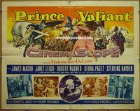 z649 PRINCE VALIANT half-sheet movie poster '54 Robert Wagner, James Mason