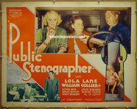 z662 PUBLIC STENOGRAPHER half-sheet movie poster '34 Lola Lane