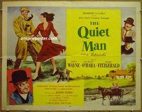 z666 QUIET MAN half-sheet movie poster '51 John Wayne, Maureen O'Hara