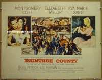 z674 RAINTREE COUNTY rare style B half-sheet movie poster '57 Clift, Taylor