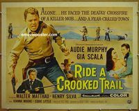 z686 RIDE A CROOKED TRAIL half-sheet movie poster '58 Audie Murphy