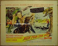 z701 RUN FOR THE SUN half-sheet movie poster '56 Widmark, Greer