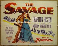 z708 SAVAGE half-sheet movie poster '52 Charlton Heston as Indian!