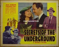 z717 SECRETS OF THE UNDERGROUND half-sheet movie poster '43 John Hubbard