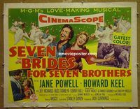 z720 SEVEN BRIDES FOR SEVEN BROTHERS half-sheet movie poster '54 Powell