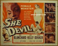 z727 SHE DEVIL half-sheet movie poster '57 female monster!