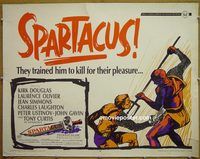 z760 SPARTACUS half-sheet movie poster R67 Kubrick, Kirk Douglas