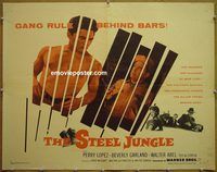 z768 STEEL JUNGLE half-sheet movie poster '56 Perry Lopez, Garland