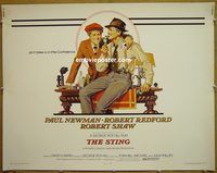 z770 STING half-sheet movie poster '74 Robert Redford, Paul Newman