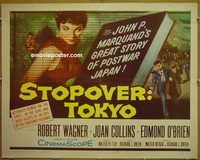 z772 STOPOVER TOKYO half-sheet movie poster '57 Joan Collins