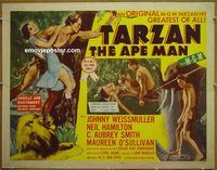 z797 TARZAN THE APE MAN half-sheet movie poster R54 Weismuller