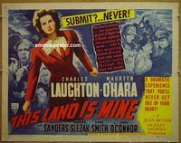 z813 THIS LAND IS MINE style A half-sheet movie poster '43 Charles Laughton