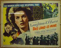 z814 THIS LAND IS MINE style B half-sheet movie poster '43 Charles Laughton