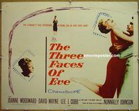 z816 THREE FACES OF EVE half-sheet movie poster '57 Joanne Woodward