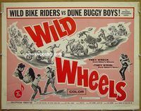 z903 WILD WHEELS half-sheet movie poster '69 bikers & surfers!