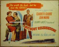 z905 WITHOUT RESERVATIONS half-sheet movie poster '46 John Wayne, Colbert