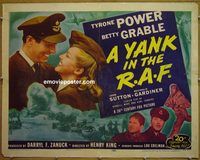 z912 YANK IN THE RAF style B half-sheet movie poster R53 Power, Grable