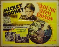 z915 YOUNG TOM EDISON half-sheet movie poster '40 Mickey Rooney