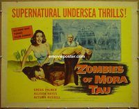 z919 ZOMBIES OF MORA TAU half-sheet movie poster '57 undead voodoo!