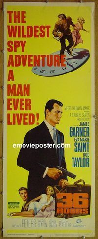 a009 36 HOURS insert movie poster '65 James Garner, Rod Taylor