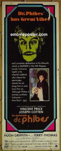 a015 ABOMINABLE DR PHIBES insert movie poster '71 Vincent Price