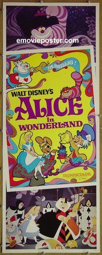 a027 ALICE IN WONDERLAND insert movie poster R81 Walt Disney