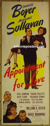 a046 APPOINTMENT FOR LOVE insert movie poster '41 Boyer, Sullavan