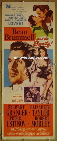 a074 BEAU BRUMMELL insert movie poster '54 Liz Taylor, Granger