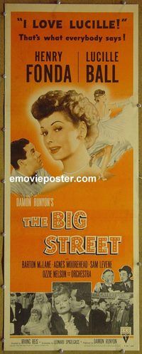 a091 BIG STREET insert movie poster R55 Henry Fonda, Ball