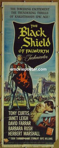 a098 BLACK SHIELD OF FALWORTH insert movie poster '54 Tony Curtis