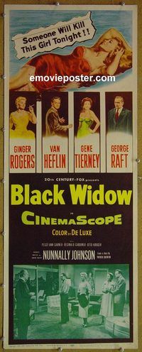 a100 BLACK WIDOW insert movie poster '54 Ginger Rogers, Tierney