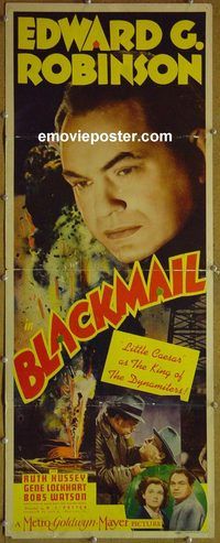 a102 BLACKMAIL insert movie poster '39 Edward G. Robinson