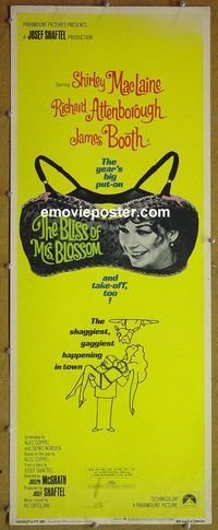a104 BLISS OF MRS BLOSSOM insert movie poster '68 Shirley MacLaine