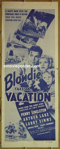 a107 BLONDIE TAKES A VACATION insert movie poster R50 Singleton